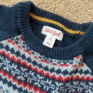 Cat & Jack Winter Sweater, Navy Blue w/pattern, Boys size 2T